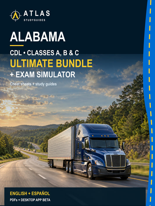 Alabama Ultimate ABC CDL Bundle — Cheat Sheets + Study Guides + Exam Simulator