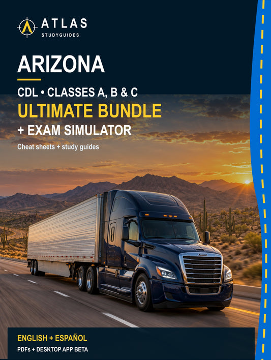 Arizona Ultimate ABC CDL Bundle — Cheat Sheets + Study Guides + Exam Simulator