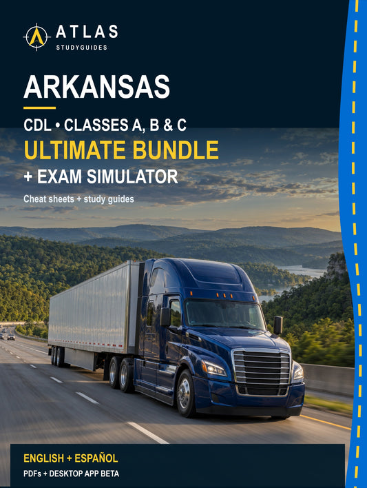 Arkansas Ultimate ABC CDL Bundle — Cheat Sheets + Study Guides + Exam Simulator