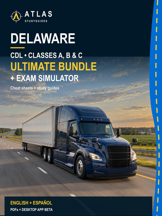 Delaware Ultimate ABC CDL Bundle — Cheat Sheets + Study Guides + Exam Simulator