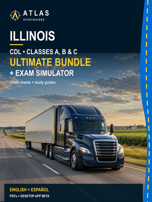Illinois Ultimate ABC CDL Bundle — Cheat Sheets + Study Guides + Exam Simulator