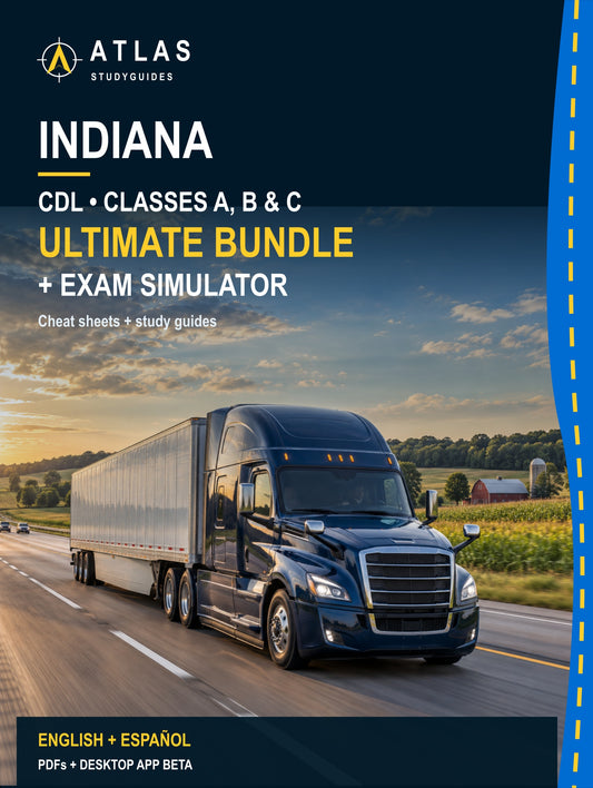 Indiana Ultimate ABC CDL Bundle — Cheat Sheets + Study Guides + Exam Simulator