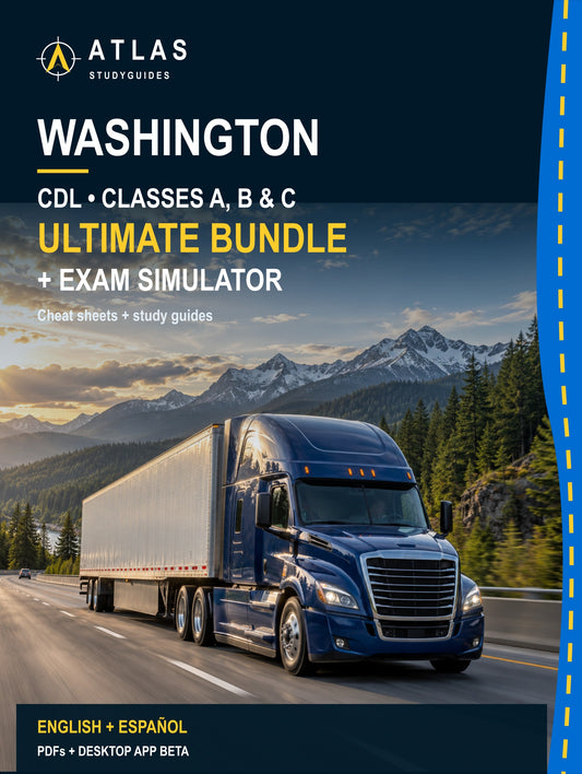 Washington Ultimate ABC CDL Bundle — Cheat Sheets + Study Guides + Exam Simulator