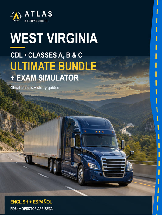 West Virginia Ultimate ABC CDL Bundle — Cheat Sheets + Study Guides + Exam Simulator